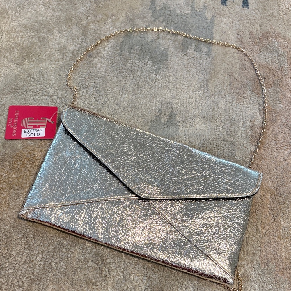 Exquisite Large Gold Envelope Clutch